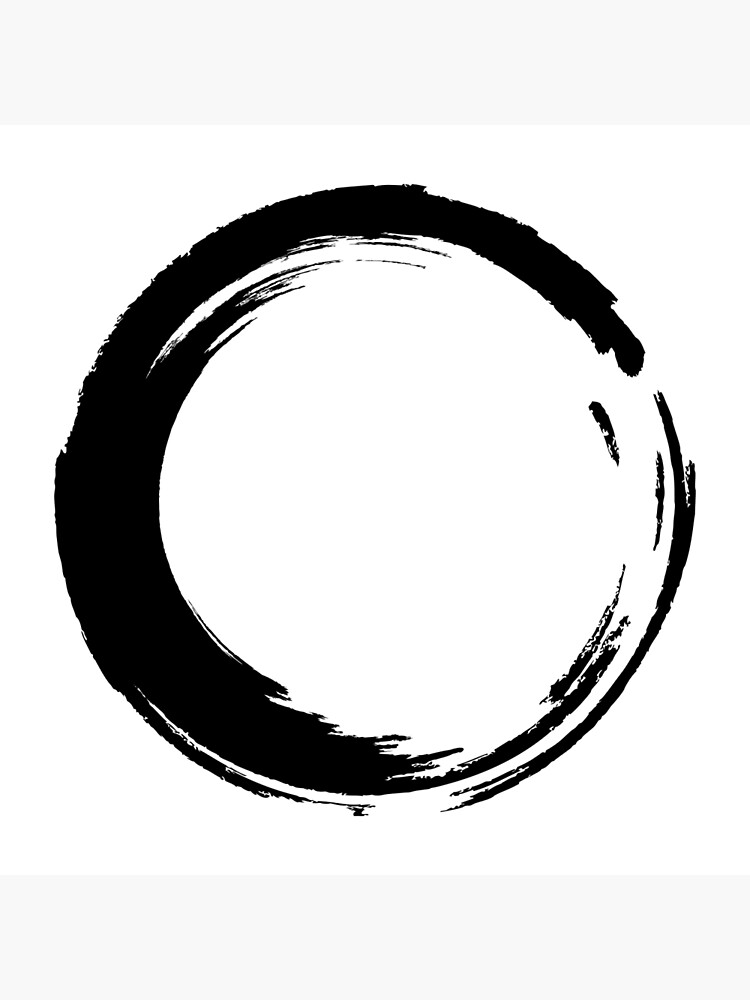 Aesthetic Japanese Black White Design With Paints Strokes Circles