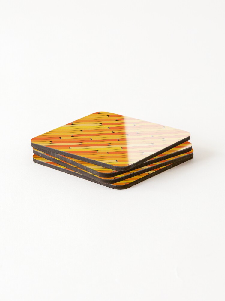Thumbnail 4 of 5, Coasters (Set of 4), Orange Color Diagonal Pattern designed and sold by MagicSpread.