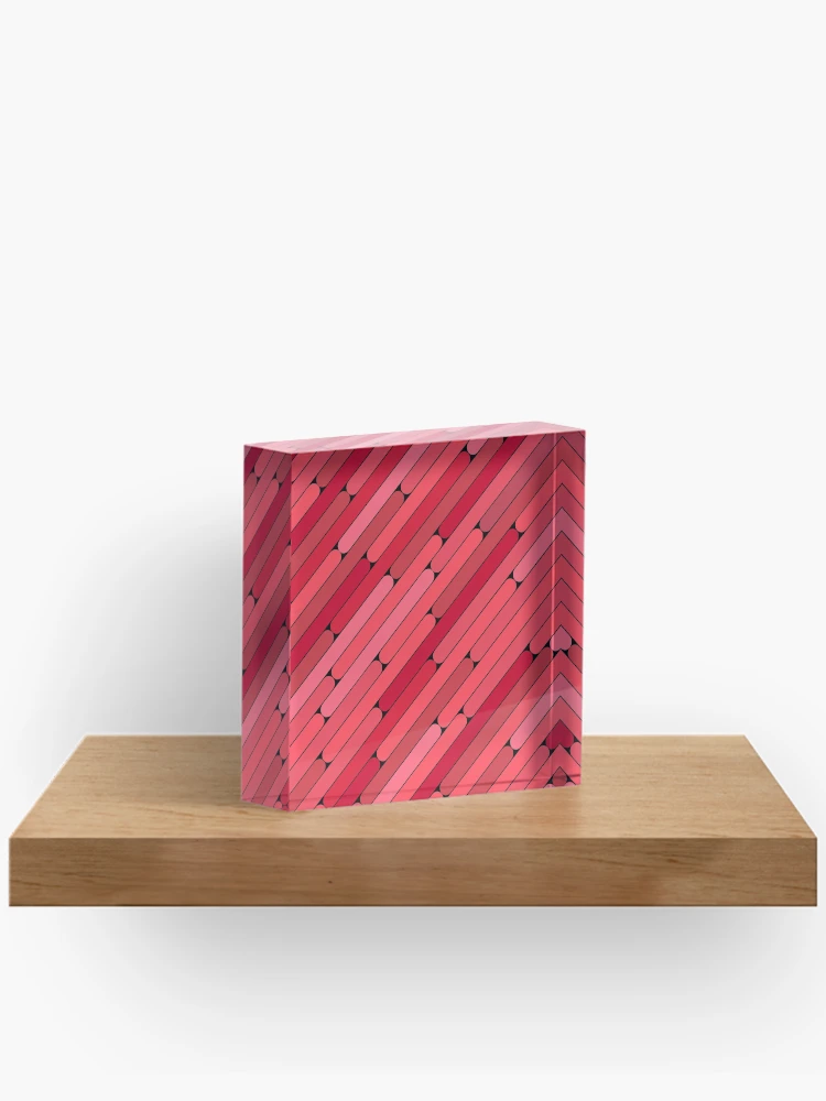 Thumbnail 2 of 5, Acrylic Block, Raspberry Color Diagonal Pattern designed and sold by MagicSpread.