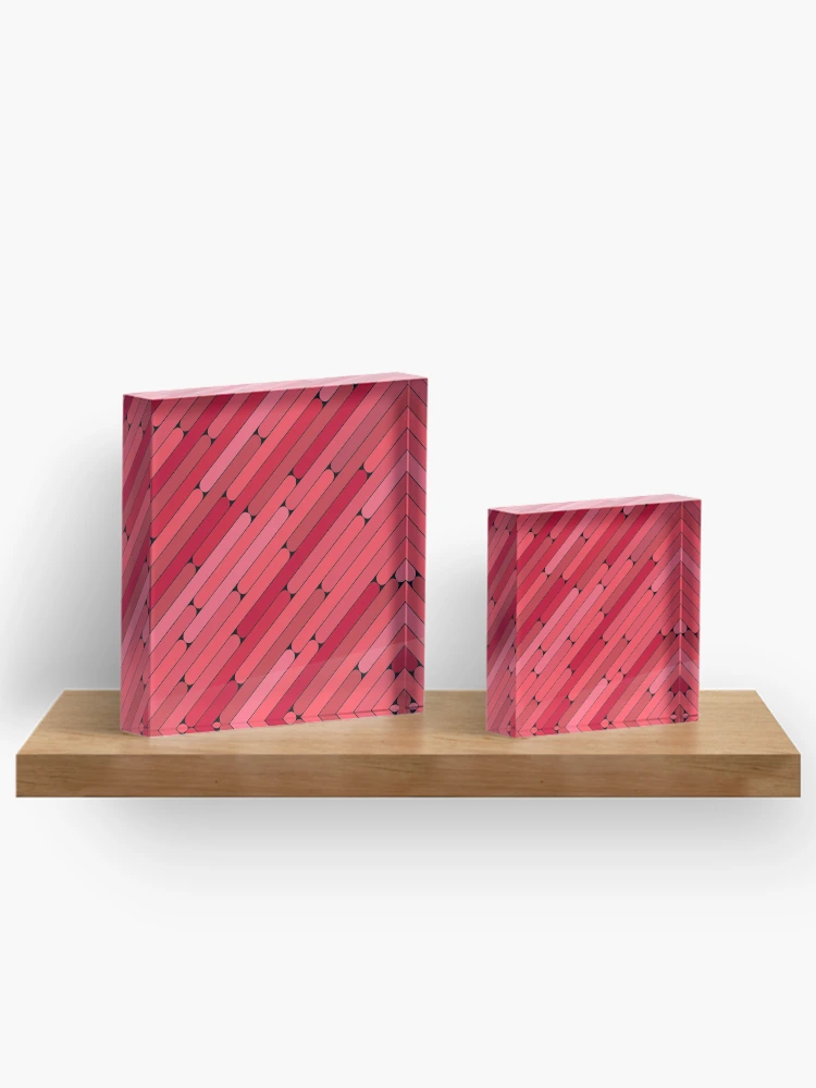 Thumbnail 3 of 5, Acrylic Block, Raspberry Color Diagonal Pattern designed and sold by MagicSpread.