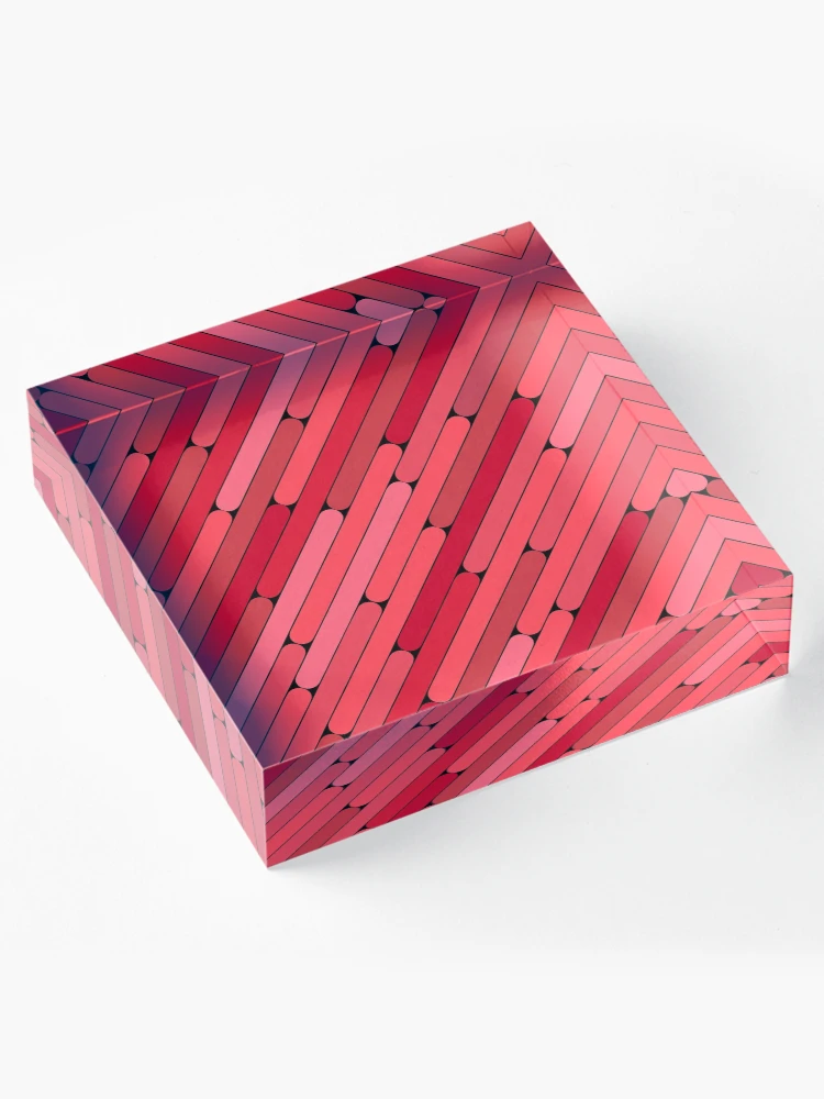 Thumbnail 4 of 5, Acrylic Block, Raspberry Color Diagonal Pattern designed and sold by MagicSpread.