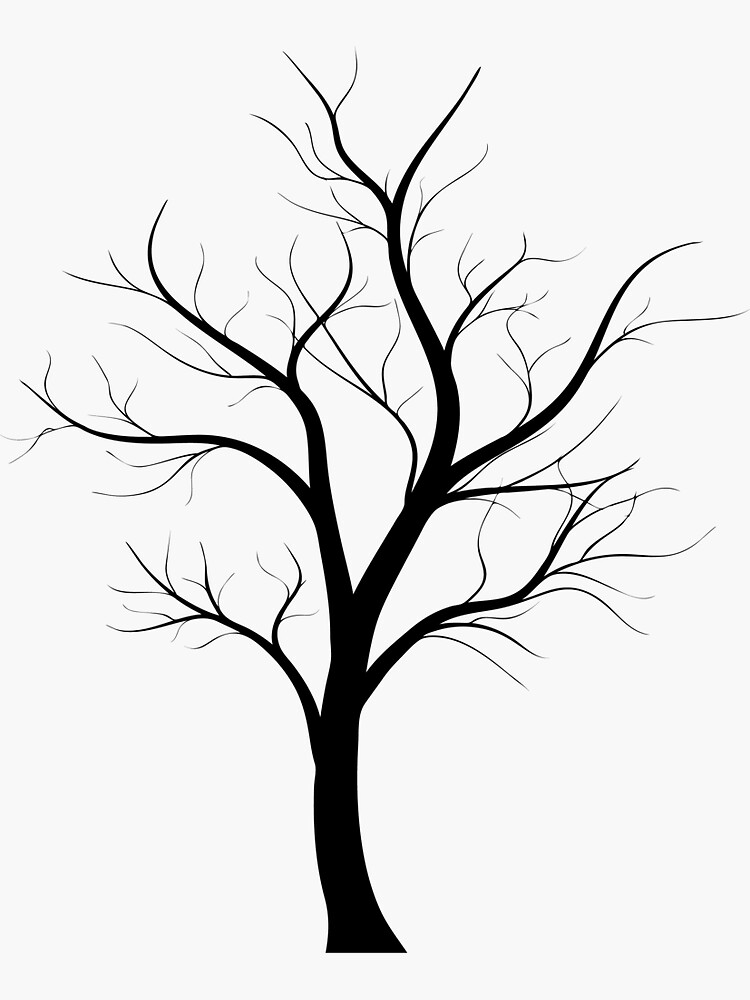 Bare tree, tree with no leaves, silhouette tree Sticker for Sale