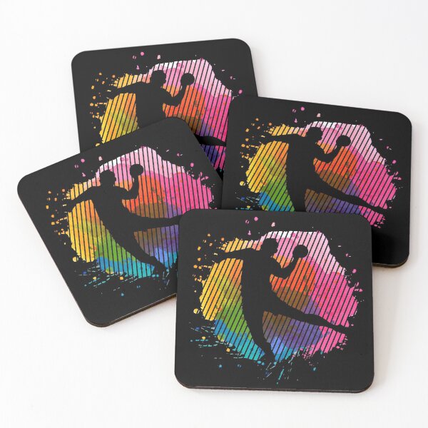 Item preview, Handball player silhouette on colorful background designed and sold by mgoo.