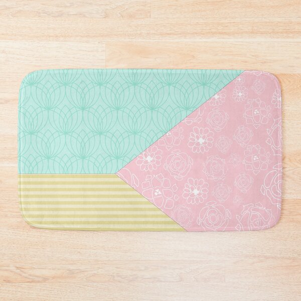 Artikelvorschau, Lotus Rustikale Blumen und Streifen Patchwork Mischmuster entworfen und verkauft von squishyrainbow.