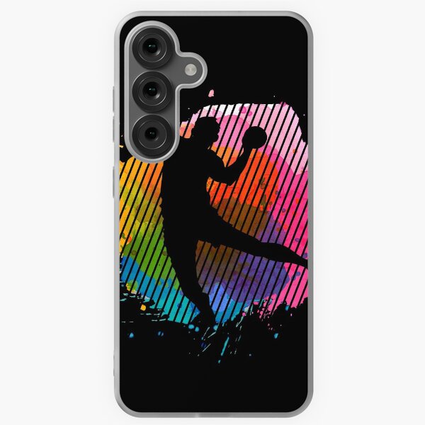 Item preview, Handball player silhouette on colorful background designed and sold by mgoo.