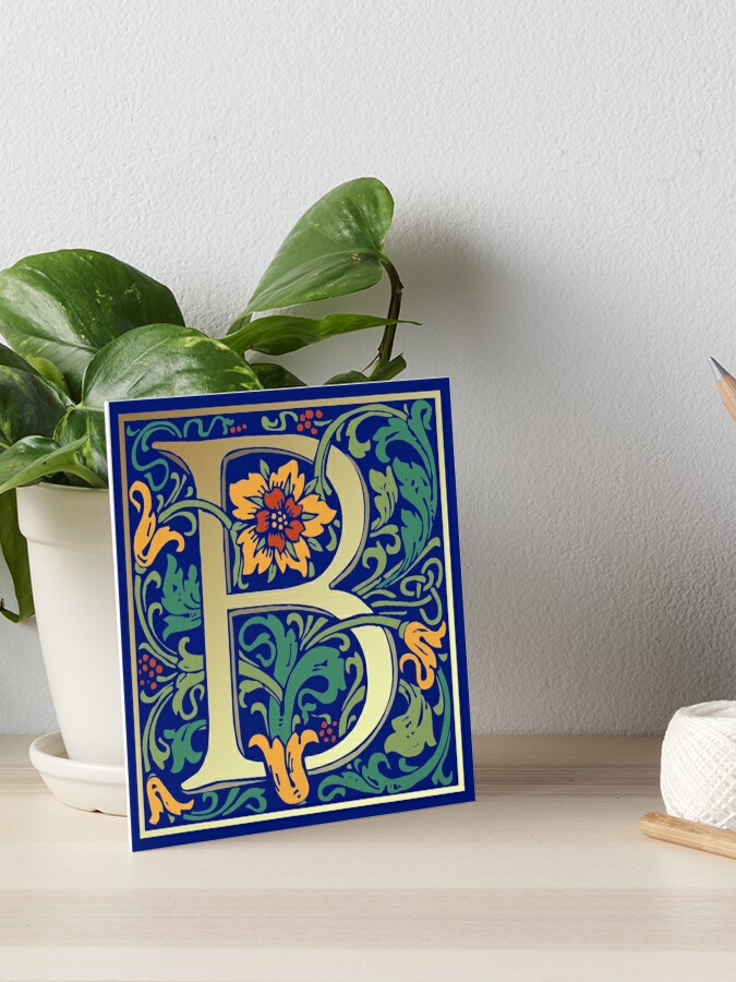 "Illuminated Lettering William Morris Blue Letter B" Art Board Print ...