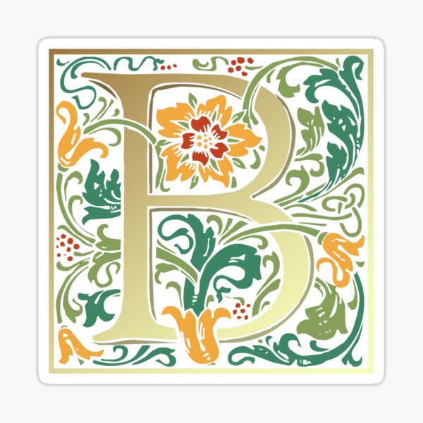 "Illuminated Lettering William Morris Blue Letter B" Sticker For Sale ...