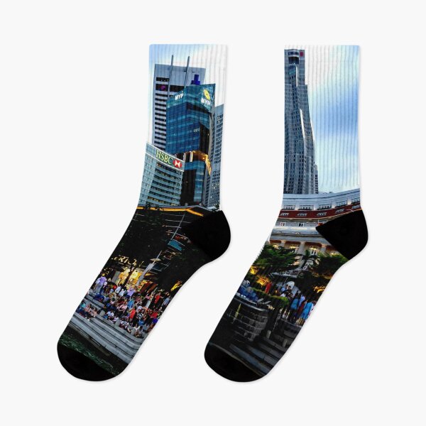 Item preview, Night photo of Merlion Monument at Merlion park with cityscape photo of Central Business District, Singapore designed and sold by Artsy Boulevard.