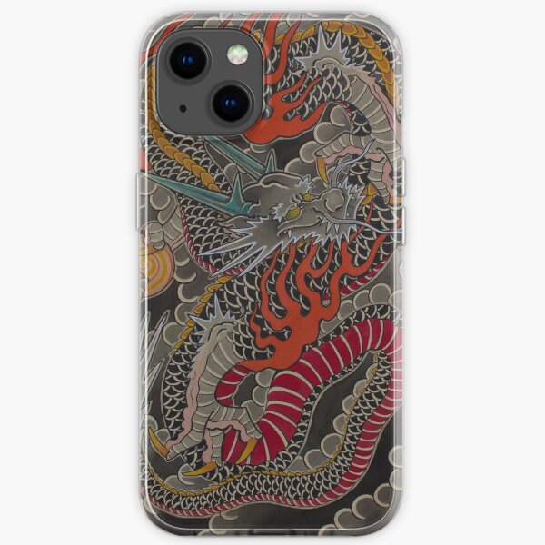 Japanese Irezumi Tattoo Inspired Dragon. iPhone Soft Case