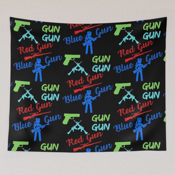 Item preview, One Gun Two Gun Red Gun Blue Gun Fun Sarcastic  designed and sold by WoodburyLake.
