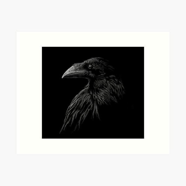 Aperçu de l'œuvre Illustration mystique de corbeau noir illustration de corbeau créée et vendue par Skizzenmonster.