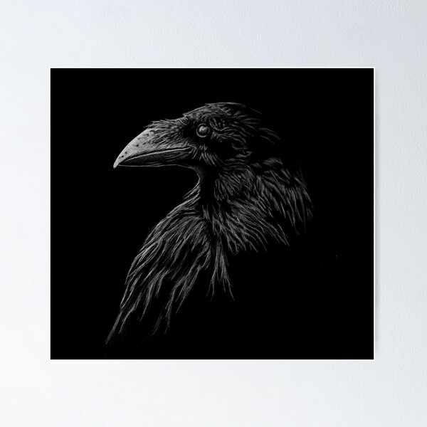 Item preview, Mystical black raven illustration crow artwork designed and sold by Skizzenmonster.