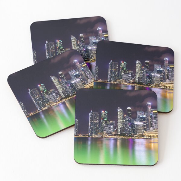 Item preview, Night cityscape skyline photo of Singapore Central Business District and Financial Centre. Long exposure photo designed and sold by Artsy Boulevard.