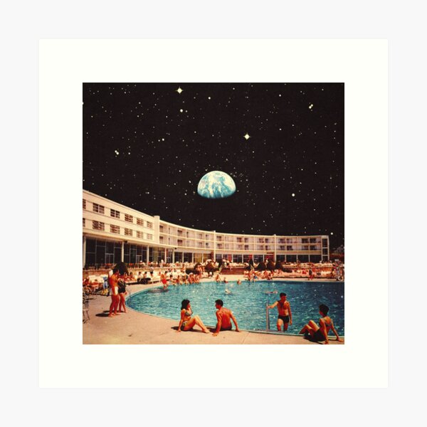 Item preview, Lunar Pool Life - Retro-Futuristic Holiday Resort, Science Fiction Collage  designed and sold by Taudalpoi.