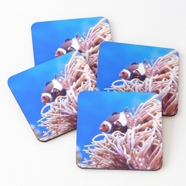 Item preview, Blurry photo of a clownfish or anemonefish and corals in a aquarium for background image of underwater scene designed and sold by Artsy Boulevard.