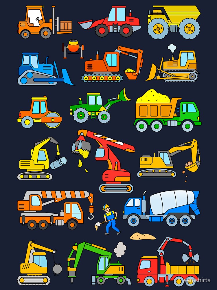 Thumbnail 2 of 2, Kids T-Shirt, Digger Construction Vehicle Design designed and sold by samshirts.