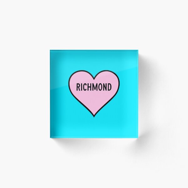 I Love Richmond Cute Light Pink Heart Shape Richmond City Lover Valentine Gift Acrylic Block