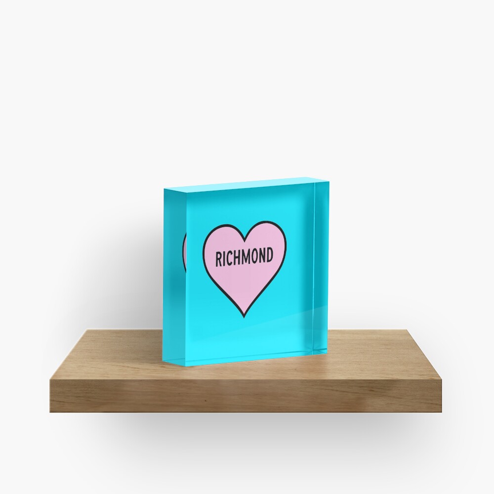 I Love Richmond Cute Light Pink Heart Shape Richmond City Lover Valentine Gift Acrylic Block