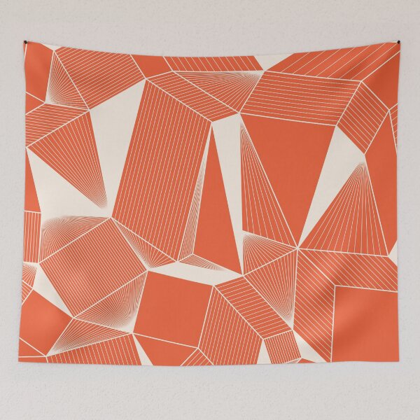 Item preview, Geometric simple background of beige lines and triangles on a red background designed and sold by parkinsmack.