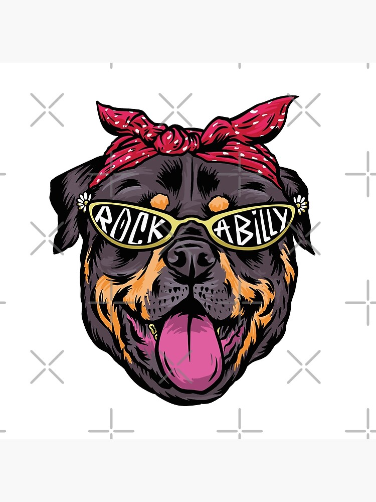 Dog Rottweiler in a rockabilly aesthetic Art Board Print for Sale by  iBruster