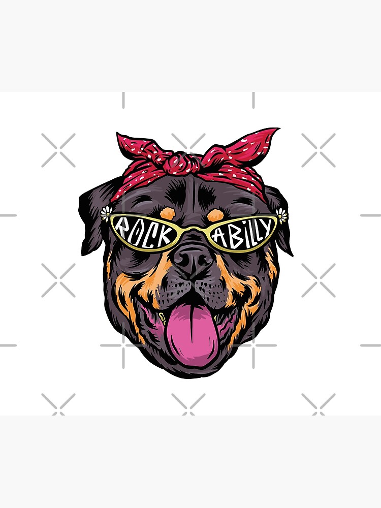 Dog Rottweiler in a rockabilly aesthetic Tapestry for Sale by iBruster