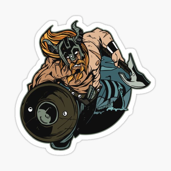 Decals Stickers historic viking warrior fight attack holding axe st7 26594 