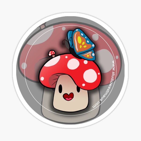 Happy Mushroom and Butterfly Friend Sticker