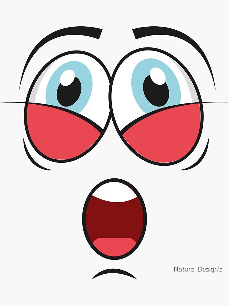 Scared Funny Face Cartoon Emoji - Funny Face - Sticker