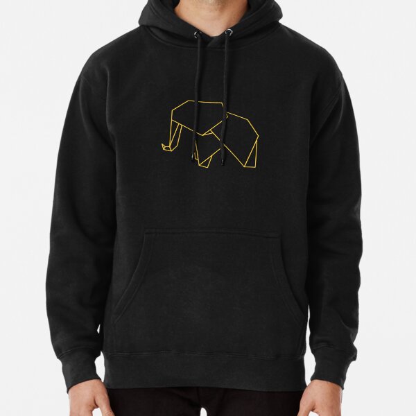 Cute retro vintage elephant! Made in an origami style with a bit of japanese aestethics. Perfect for all minimalists and elephant lovers! Pullover Hoodie