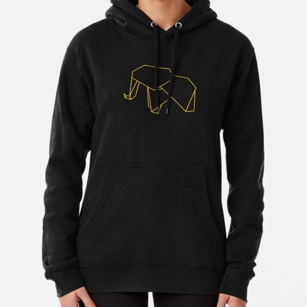 Cute retro vintage elephant! Made in an origami style with a bit of japanese aestethics. Perfect for all minimalists and elephant lovers!  Pullover Hoodie