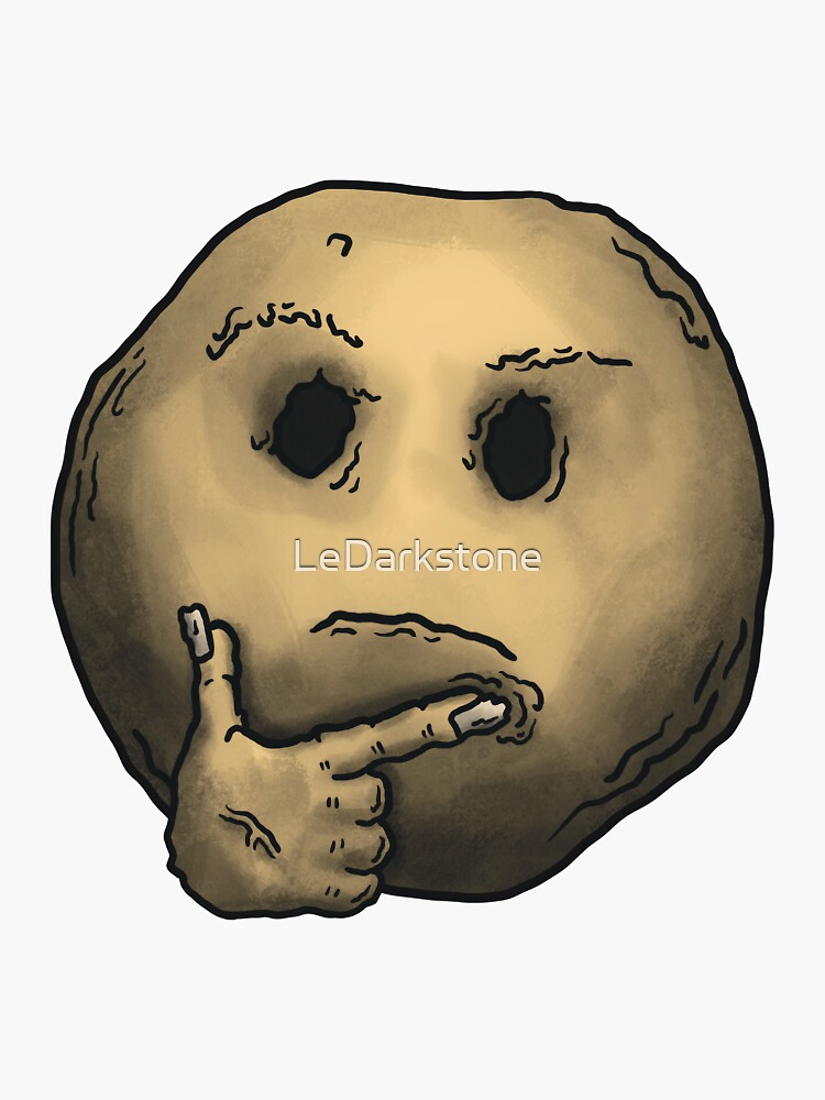 Thumbnail 3 of 3, Sticker, Ugly thinking face emoji designed and sold by LeDarkstone.
