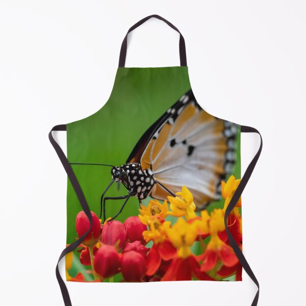 Item preview, Macro shot of  Plain tiger or African monarch butterfly (Danaus chrysippus) in yellow and red flower habitat background. Beautiful Butterfly Portrait Backround designed and sold by Artsy Boulevard.