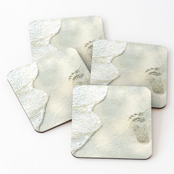 Item preview, traces of feet on the sand. Texture background Footprints of human feet on the sand near the water on the beach designed and sold by Artsy Boulevard.