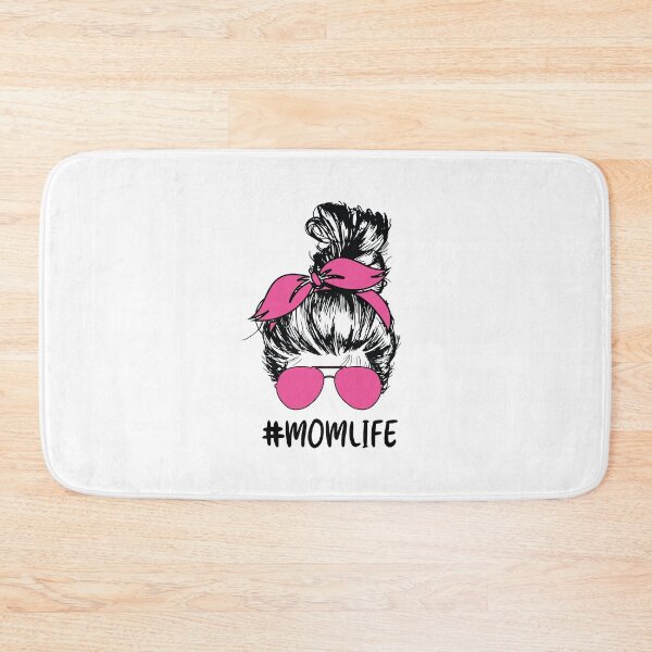 Artikelvorschau, Mom Life Messy Bun mit niedlichen rosa Sonnenbrillen und Bandana entworfen und verkauft von clothesy7.