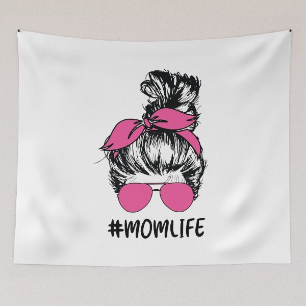 Artikelvorschau, Mom Life Messy Bun mit niedlichen rosa Sonnenbrillen und Bandana entworfen und verkauft von clothesy7.
