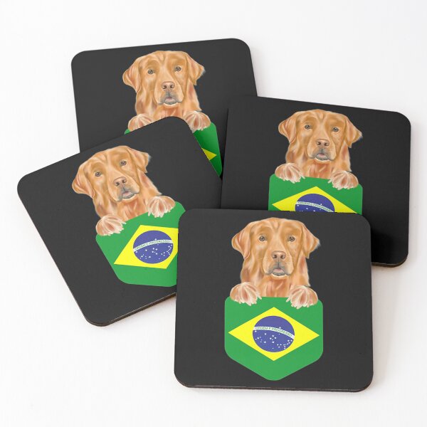 Item preview, Brazil Flag Golden Retriever Dog In Pocket designed and sold by NiceStore095.