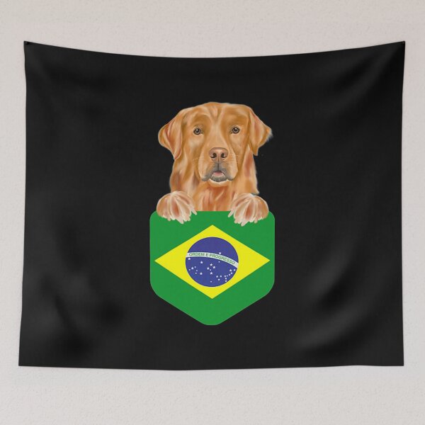 Item preview, Brazil Flag Golden Retriever Dog In Pocket designed and sold by NiceStore095.