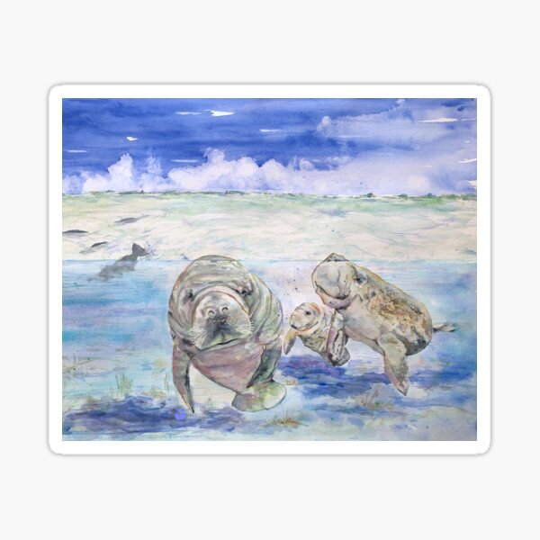 Manatee Family by Blackburn Ink Sticker