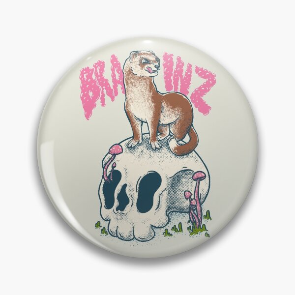 Artikelvorschau, Frettchen - Brainz | Süßes, entzückendes, pelziges Wesen, rücksichtsloser Killer | Mama | Lowbrow-Kunst, Vintage | Wald, Wälder, Cottagecore, Goblincore, Pilz, Pilze, Pflanzen, Reben, Tiere entworfen und verkauft von Any Color Designs.