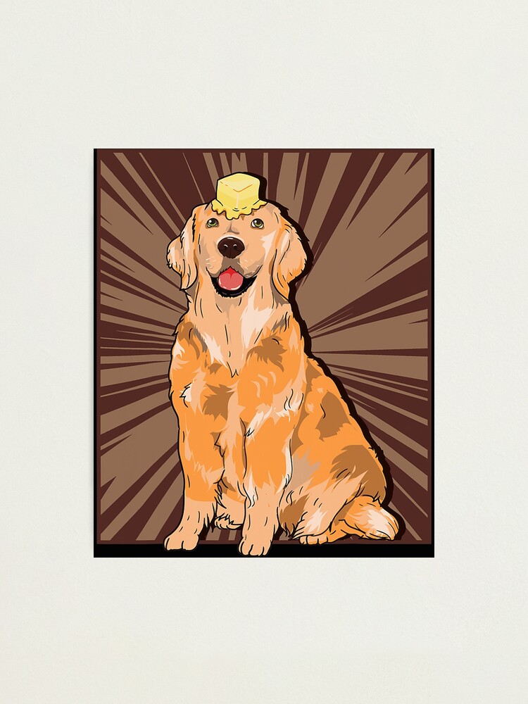 "Butter Dog Meme Cute Golden Retriever Dank Meme" Photographic Print