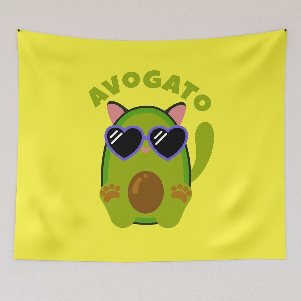 Item preview, Avogato cat, cat avocado, cinco de mayo, heart sunglasses yellow designed and sold by Mylittleprints.