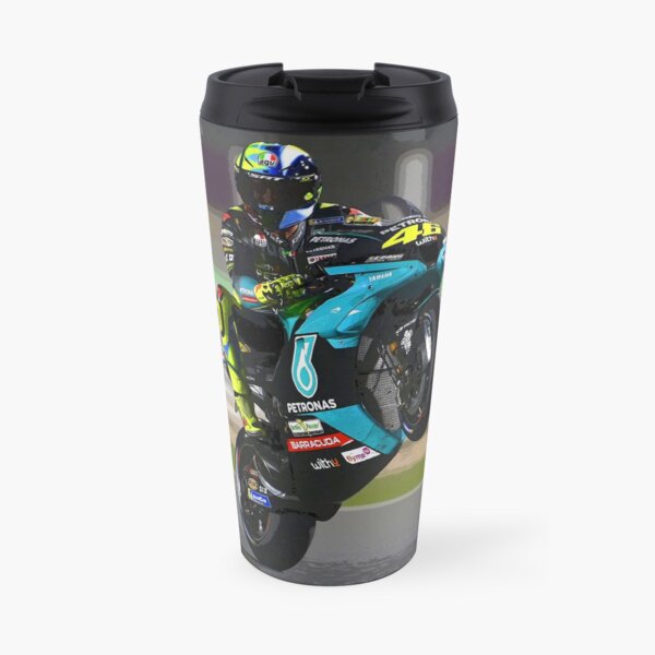 Valentino Rossi haciendo un caballito 2021 resumen Taza de café de viaje