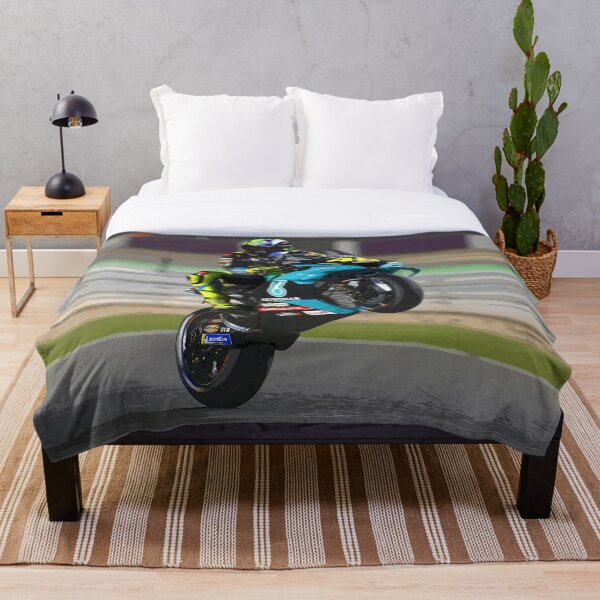 Valentino Rossi making a wheelie 2021 abstract Throw Blanket