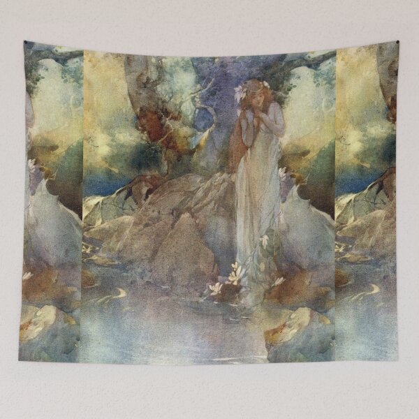 Item preview, Lady by the river vintage artwork illustration designed and sold by Vintage Designs +.
