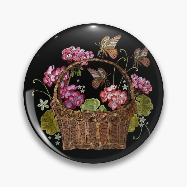 Item preview, Embroidery Beautiful Flowers Red Geranium Tropical Butterfly designed and sold by Caroodoo.