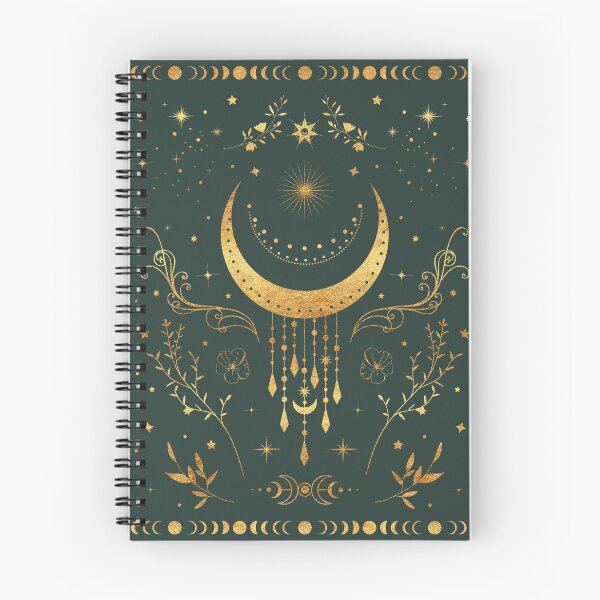 Item preview, Sage green and gold Celestial crescent moon with floral accents and moon phase tie dye designed and sold by Abigail Jacques.