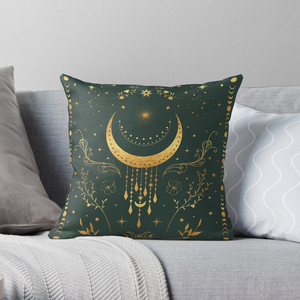 CRESCENT CUSHION Gothic pillowcase with moon and stars