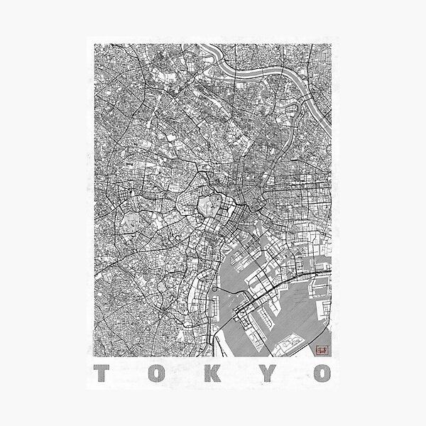 Tokyo Map Line Photographic Print