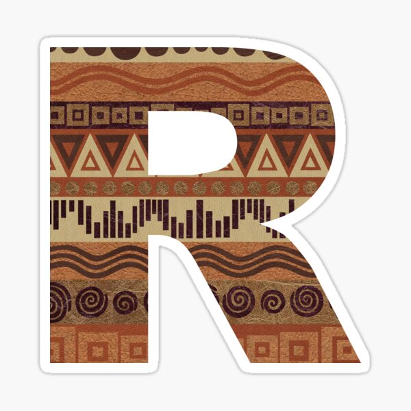 "Letter R Leather Look Pattern Tribal Ethnic Monogram Initial" Sticker ...