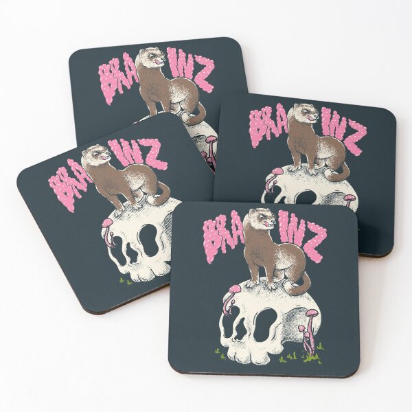 Item preview, Ferret - Brainz | Cute adorable furry creature ruthless killer Dook | Lowbrow art Vintage | forest woodlands cottagecore goblincore mushroom mushrooms fungus fungi plants plant vines animals animal designed and sold by Any Color Designs.